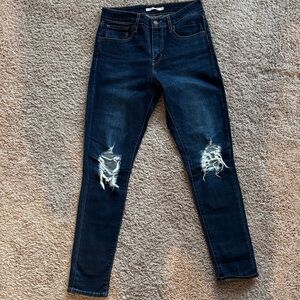 Levi's Midnight Blue Ripped Skinny Jeans